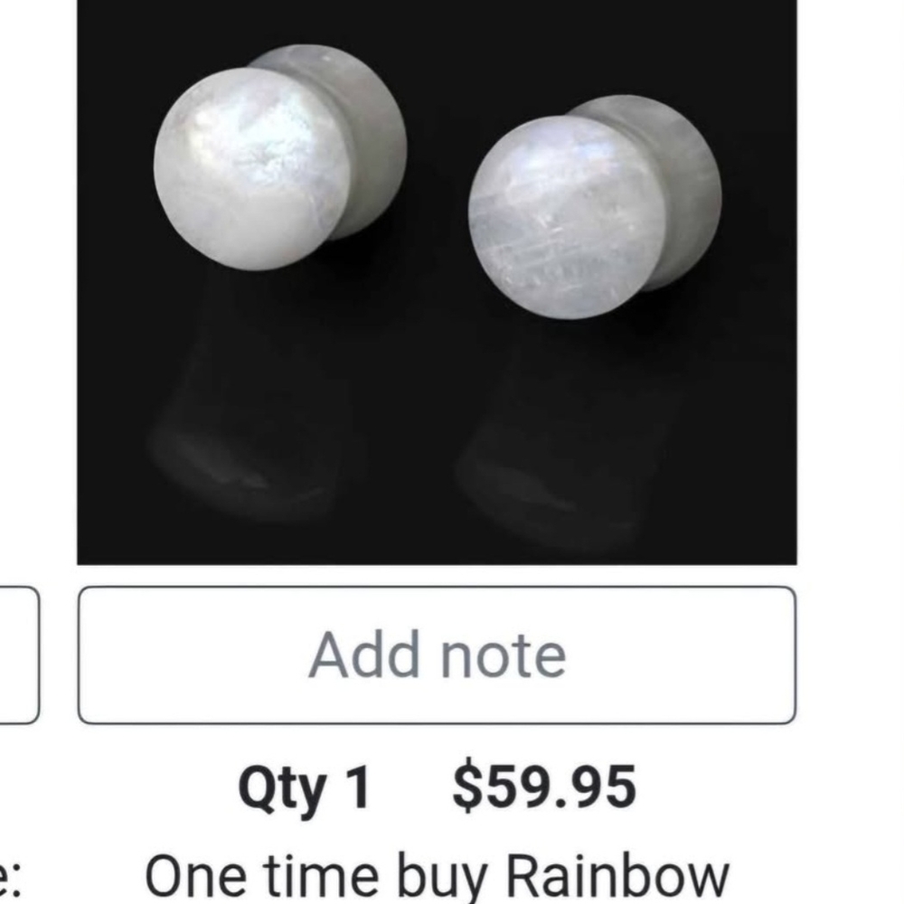 Solid Moonstone Plugs, 0 Gauge